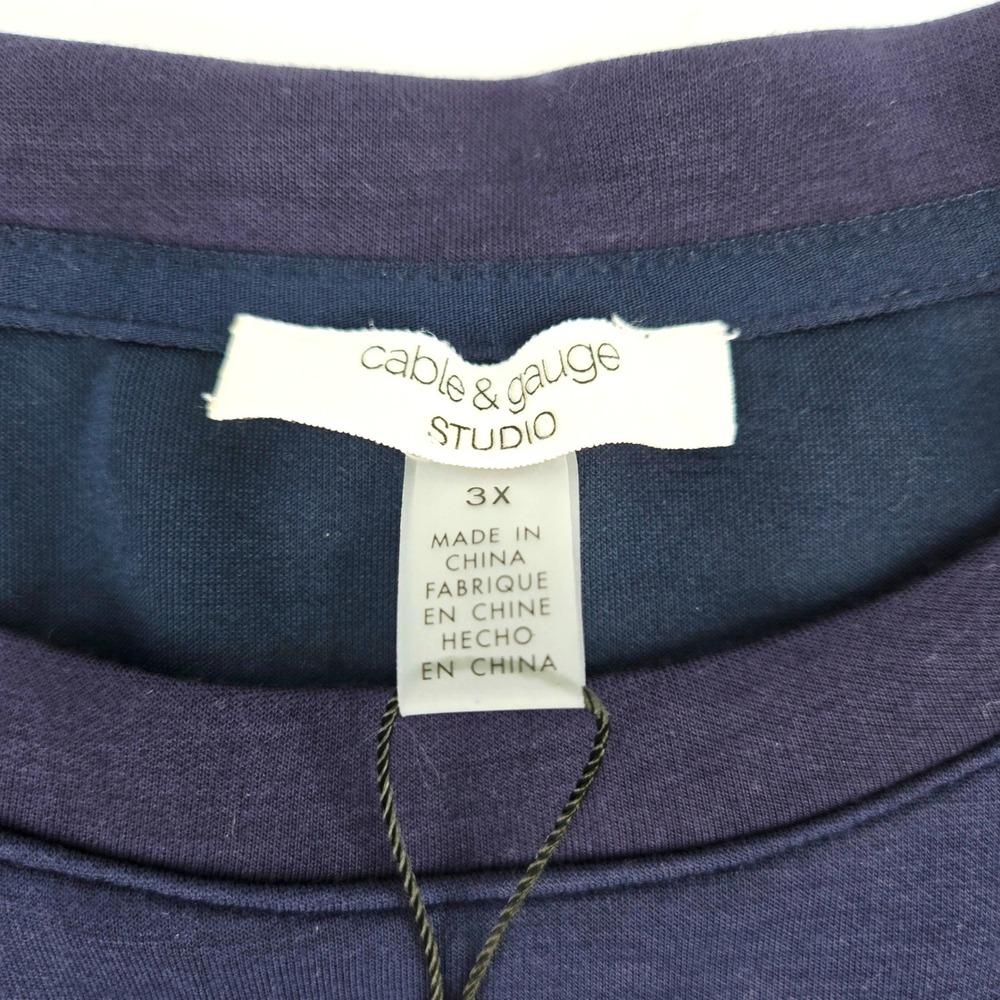 Cable & Gauge NWT Navy Blue T-Shirt Dress‎ Drawstring Waist Plus Size 3X - Picture 5 of 10